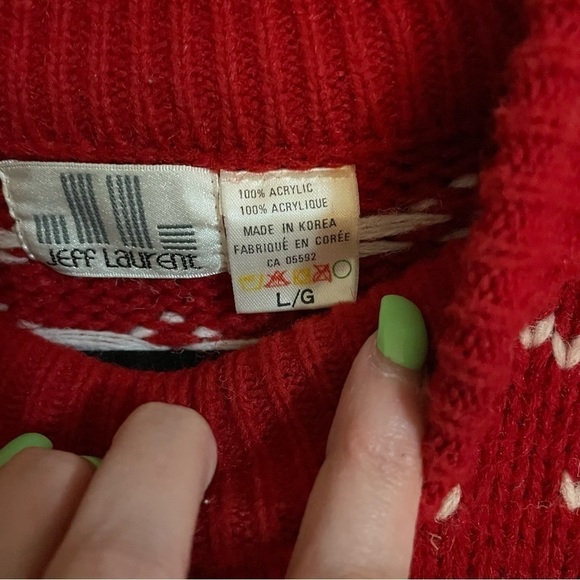Jeff Laurent Vintage Crewneck Pullover Ribbed Knit Snowflake Sweater, … - Picture 4 of 6